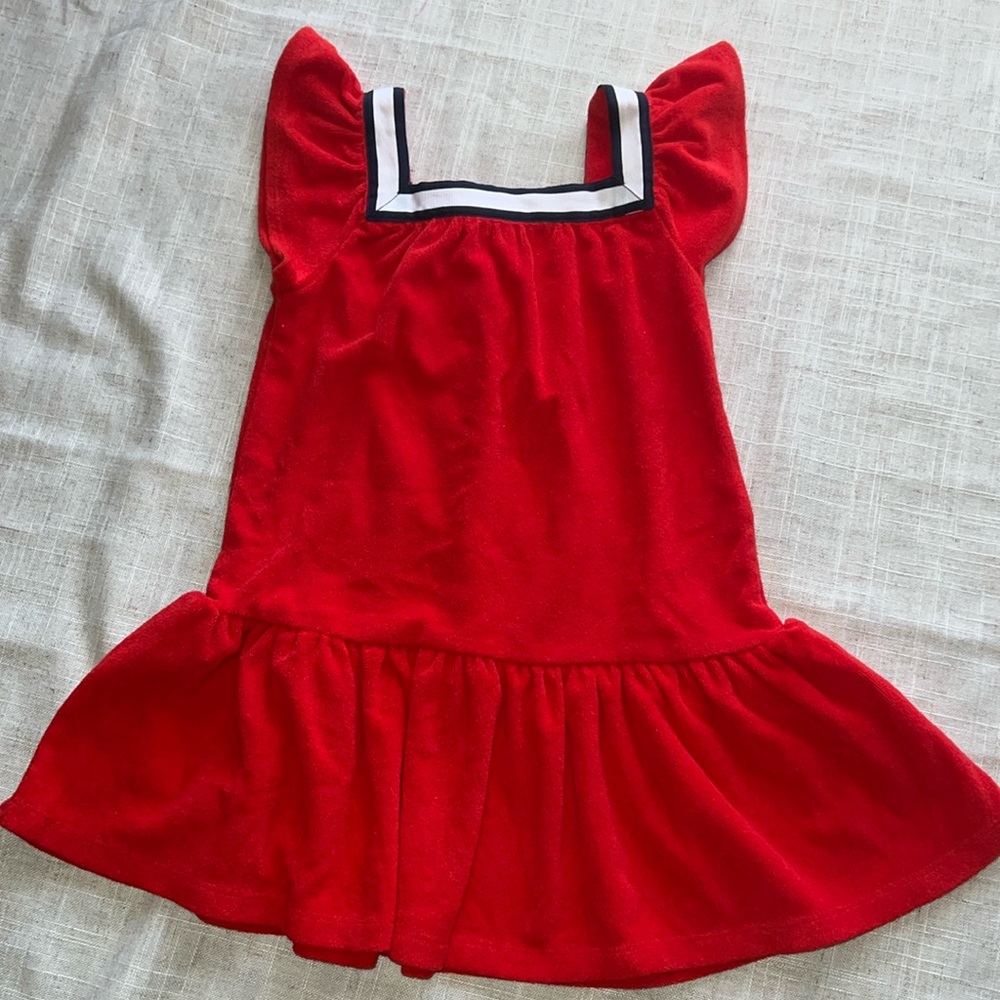 Janie and Jack Fall Red Dress with White & Black Trim
